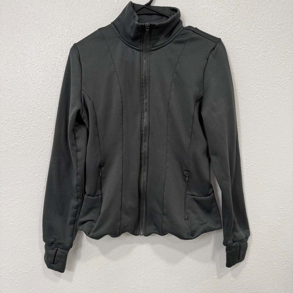 Yogalicious Charcoal Gray Zip Up‎ Fleece Lined Athletic Jacket Women's Size S